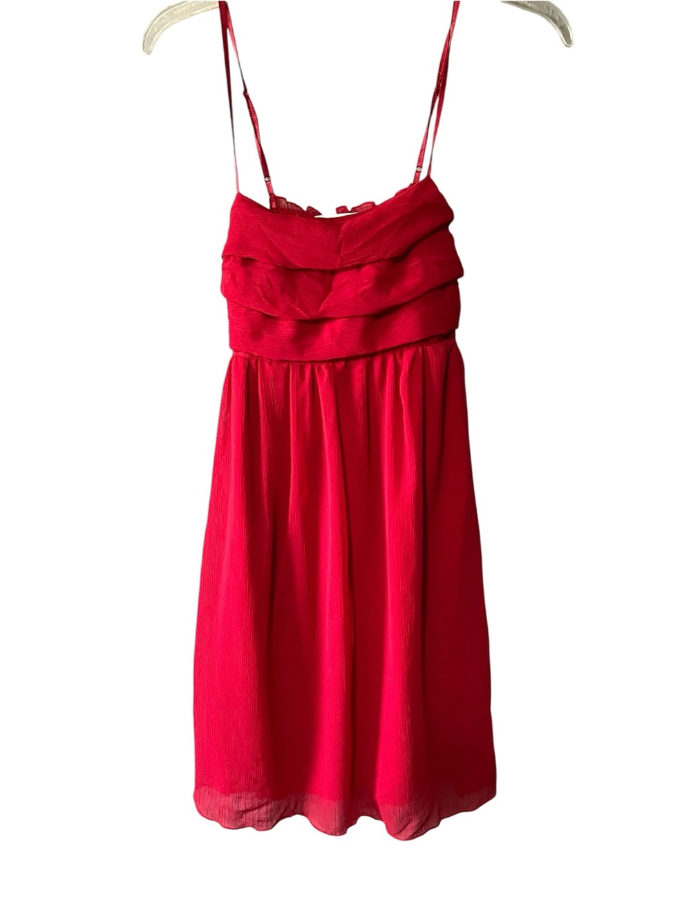 Charlotte Russe Red Chiffon Dress Small Ruffle Strap Fit Flare Party